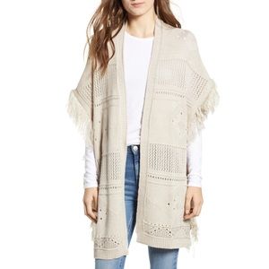 Treasure & Bond Cream Fringe Ruana Size OS
